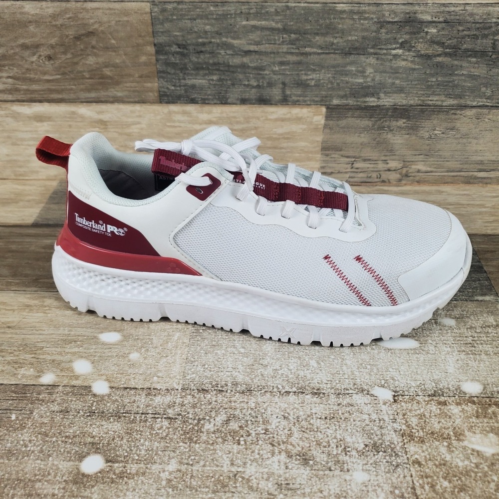 Timberland PRO Setra Womens Work Shoes Sz 9.5 M Cream Cranberry Lace Up Sneakers